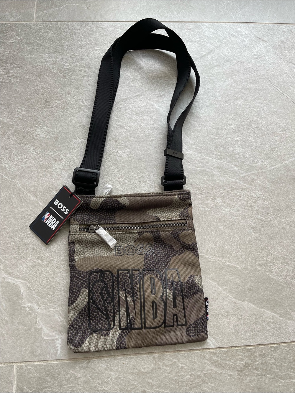 Boss Olive Green Camouflage NBA Crossbody Bag